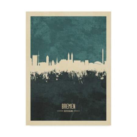 Trademark Fine Art Michael Tompsett 'Bremen Germany Skyline Teal' Canvas Art, 18x24 MT02459-C1824GG